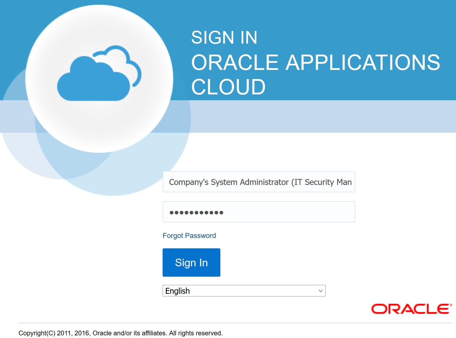 Oracle Login - Simplified Loader Excel for Oracle Fusion Cloud ERP